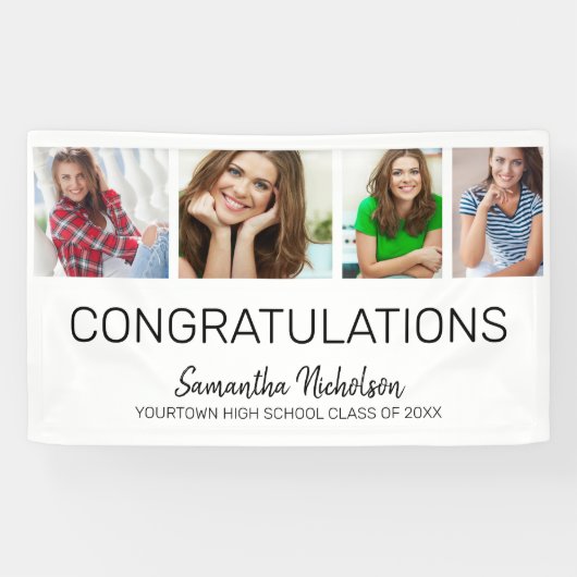 Graduierungspartei 4 Foto Weiß Moderne Banner (Horizontal)