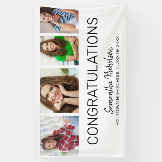 Graduierungspartei 4 Foto Weiß Moderne Banner (Vertikal)