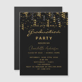 Graduierungspartei Black Gold Streamer Luxus Magneteinladung (Vorne/Hinten)