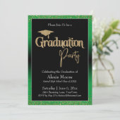 Graduierungspartei Bright Green Ombre Confetti Einladung (Stehend Vorderseite)