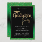 Graduierungspartei Bright Green Ombre Confetti Einladung (Vorne/Hinten)