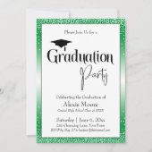 Graduierungspartei Bright Green Ombre Confetti Einladung (Vorderseite)