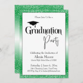 Graduierungspartei Bright Green Ombre Confetti Einladung (Vorne/Hinten)
