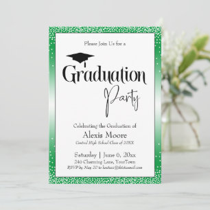Graduierungspartei Bright Green Ombre Confetti Einladung