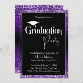 Graduierungspartei Bright Lila Ombre Confetti Einladung (Vorne/Hinten)