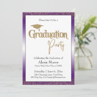 Graduierungspartei Bright Lila Ombre Gold Confetti