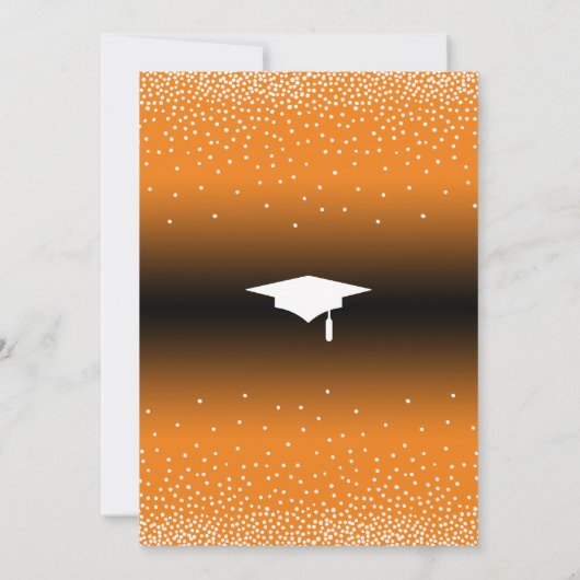 Graduierungspartei Bright Orange Ombre Confetti Einladung (Rückseite)