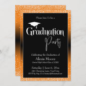Graduierungspartei Bright Orange Ombre Confetti Einladung (Vorne/Hinten)