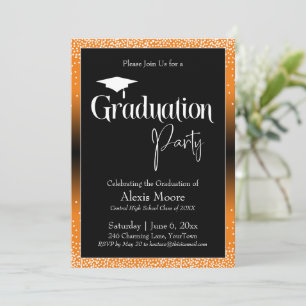 Graduierungspartei Bright Orange Ombre Confetti Einladung