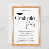 Graduierungspartei Bright Orange Ombre Confetti Einladung (Vorderseite)