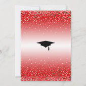 Graduierungspartei Bright Red Ombre Confetti Einladung (Rückseite)