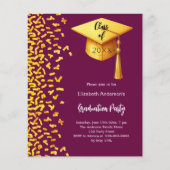 Graduierungspartei burgundy Gold Einladung (Vorderseite)