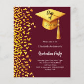 Graduierungspartei burgundy Gold Einladung (Vorderseite)