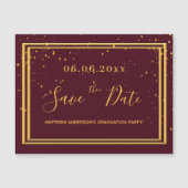 Graduierungspartei burgundy speichern Datums-Magne Magneteinladung (Vorderseite)