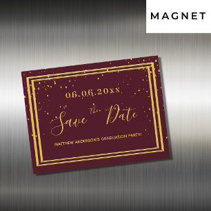 Graduierungspartei burgundy speichern Datums-Magne Magneteinladung