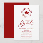 Graduierungspartei Calligraphy Grad Cap Crimson Einladung (Vorne/Hinten)