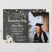 Graduierungspartei Chalk Jars Rustikales Fireflies Einladung (Vorne/Hinten)