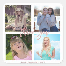 Graduierungspartei Custom Foto Collage Quadratischer Aufkleber