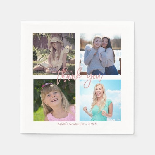 Graduierungspartei Custom Foto Collage Serviette (Vorderseite)