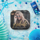 Graduierungspartei Custom Foto Gold Script Pappteller (Party)