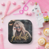 Graduierungspartei Custom Foto Gold Script Pappteller (Party)