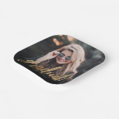 Graduierungspartei Custom Foto Gold Script Pappteller (Gewinkelt)