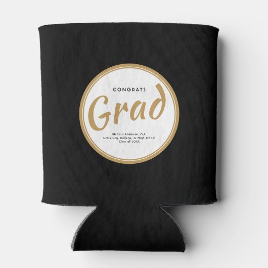 Graduierungspartei Custom Typografy Black Dosenkühler (Rückseite)