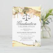 Graduierungspartei der Yellow Floral Law School Einladung (Stehend Vorderseite)