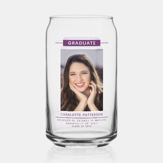 Graduierungspartei Einfaches Modernes Skript-Foto Dosenglas (Rückseite)