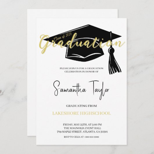 Graduierungspartei Einladung (Vorne/Hinten)