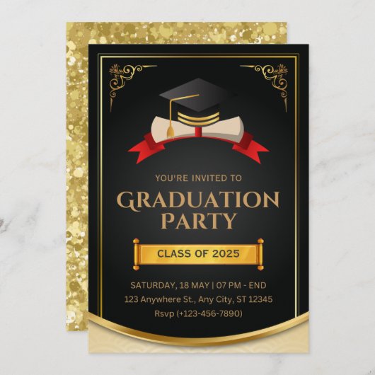Graduierungspartei Einladung (Vorne/Hinten)