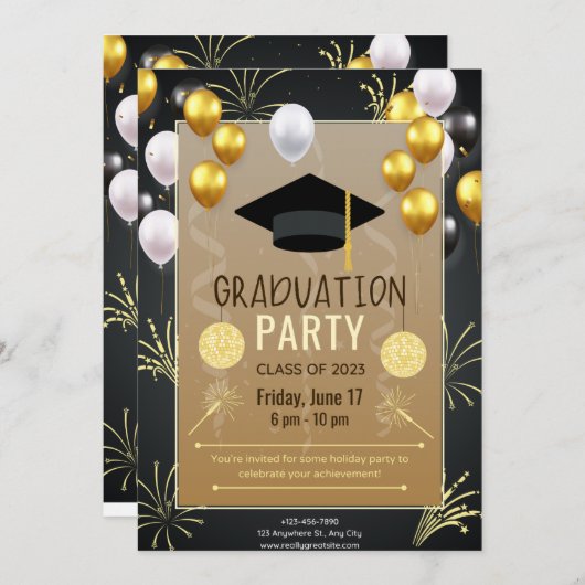 Graduierungspartei Einladung (Vorne/Hinten)