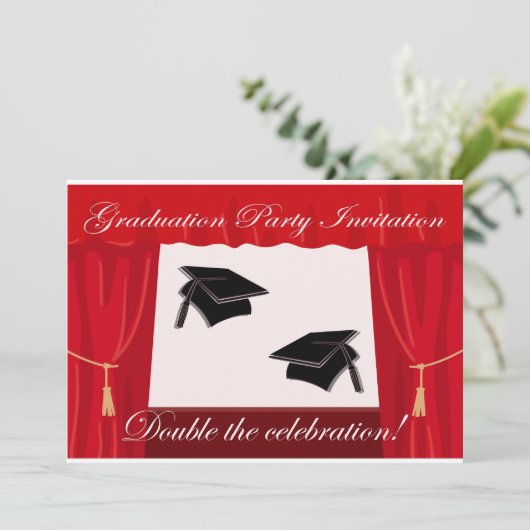 Graduierungspartei Einladung für Zwillinge (Stehend Vorderseite)