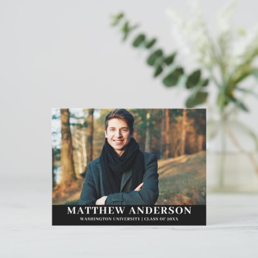 Graduierungspartei Einladung Graduate Foto Blk (Stehend Vorderseite)
