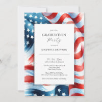 Graduierungspartei Einladungen amerikanische Flagg