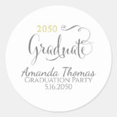 Graduierungspartei Elegante Gold Schwarze Moderne  Runder Aufkleber (Vorderseite)