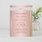 Graduierungspartei Elegante Rose Gold Elfenbeinküs Einladung (Stehend Vorderseite)