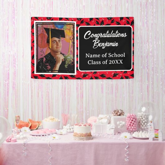 Graduierungspartei Foto Personalisiert Schwarz und Banner (Party)