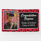 Graduierungspartei Foto Personalisiert Schwarz und Banner (Horizontal)