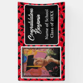 Graduierungspartei Foto Personalisiert Schwarz und Banner (Vertikal)