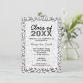 Graduierungspartei Funky Wirbel Black Einladung (Stehend Vorderseite)