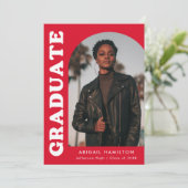 Graduierungspartei für Arch Red Foto Einladung (Stehend Vorderseite)