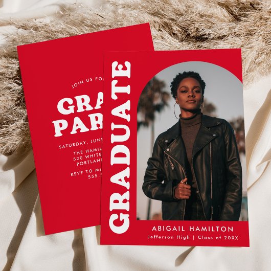 Graduierungspartei für Arch Red Foto Einladung