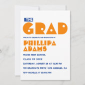 Graduierungspartei für Blaue und Orangene Typograf Einladung (Vorderseite)