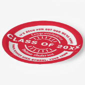 Graduierungspartei für das Klassenjahr und die Sch Pappteller (Schrägansicht)