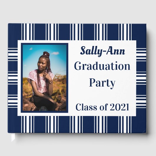 Graduierungspartei für das weiße Foto Gästebuch (Vorderseite)