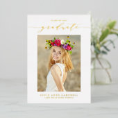 Graduierungspartei für das Whimsical Script-Foto Folieneinladung (Stehend vorne)