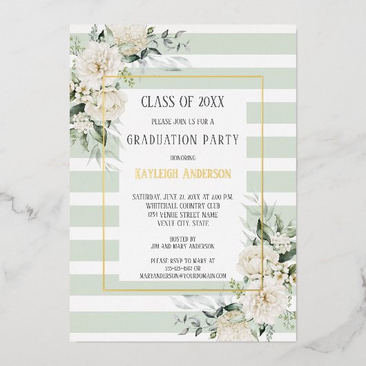 Graduierungspartei für Eukalyptusblüten Folieneinladung (Vorderseite)