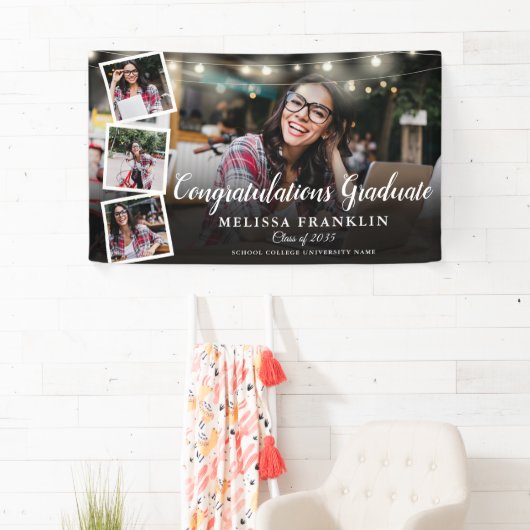 Graduierungspartei für Fotocollage String Lights Banner (Insitu)