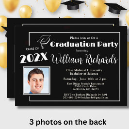 Graduierungspartei für Fotos mit schwarzem und wei Einladung